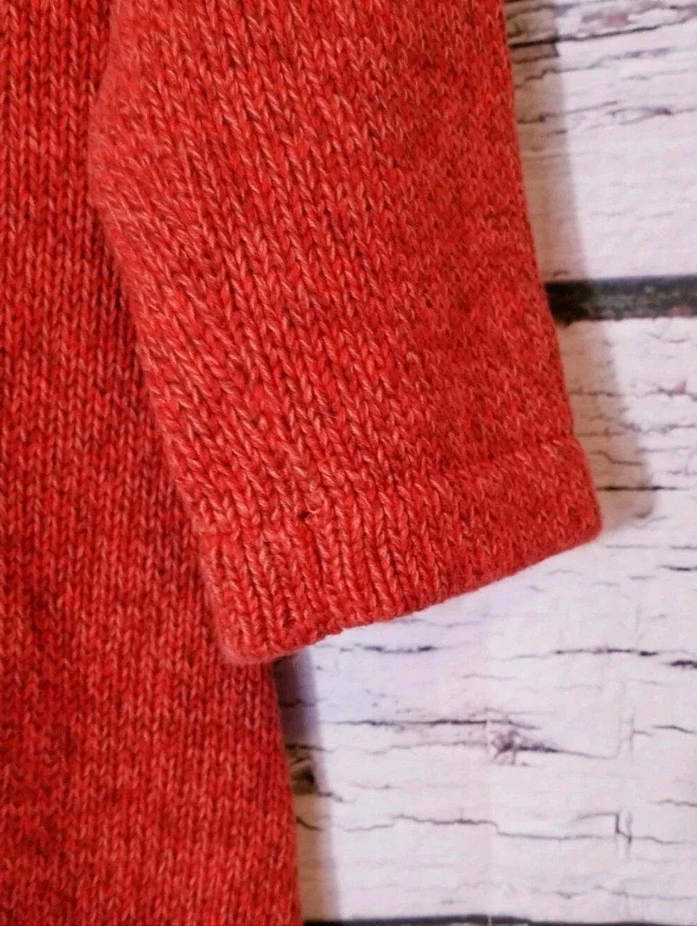 LL Bean Women's Sweater Size Small S Red Orange 100% Cotton 3/4 Sleeves